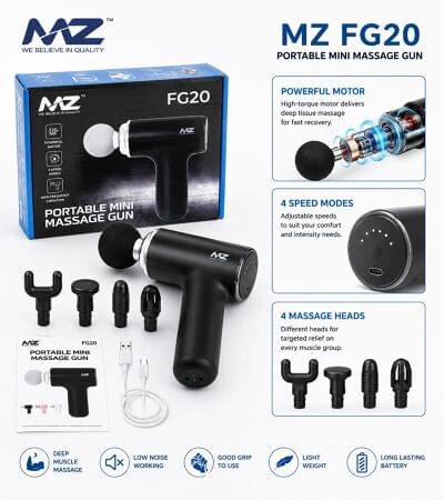 MZ FG20 Portable Mini Massage Gun for Deep Tissue Muscle Relaxation, 4 Speed Modes, Type-C Charging,for Neck, Back, Shoulder, Legs and Full Body