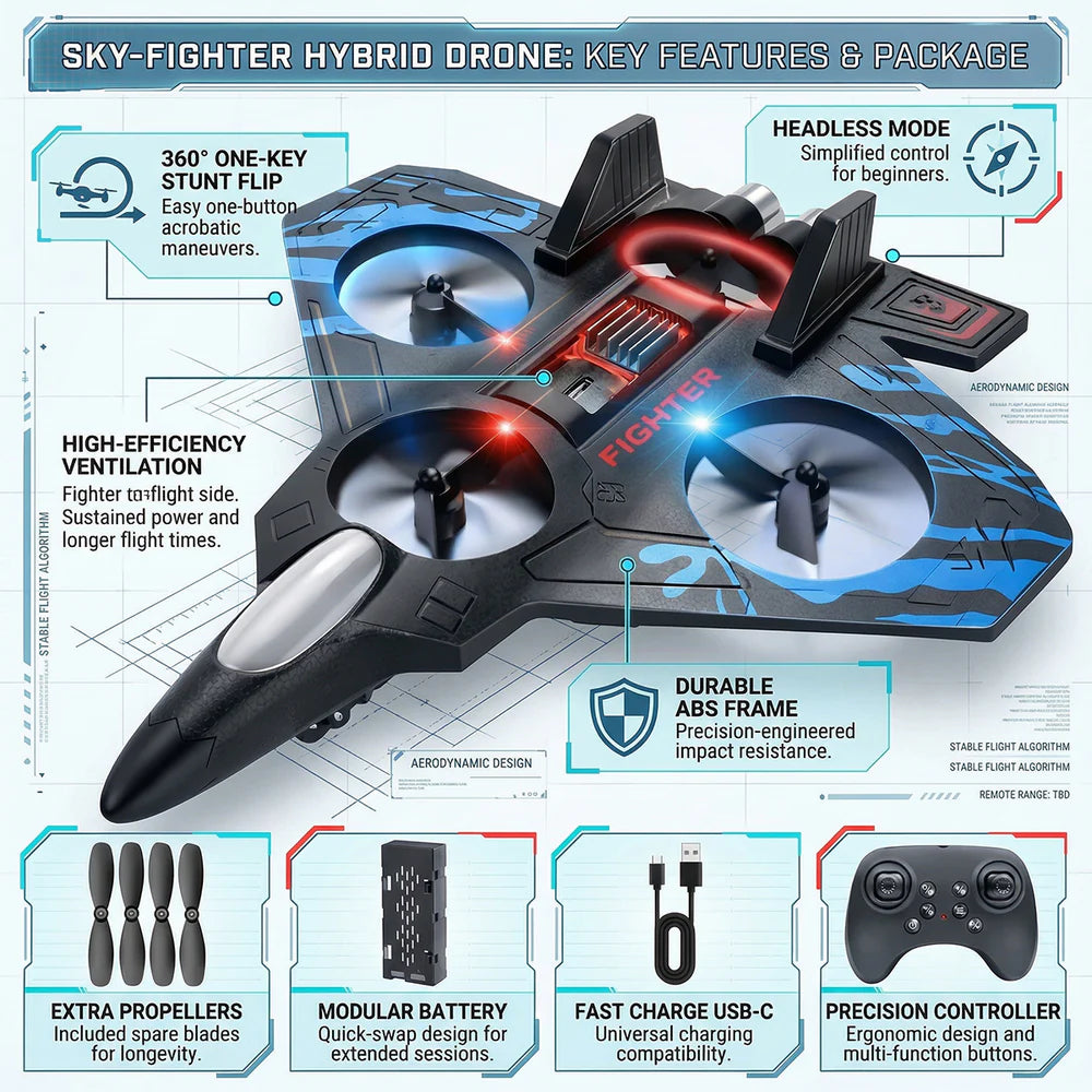 X33 Fighter Aircraft Drone - Remote Control Quadcopter